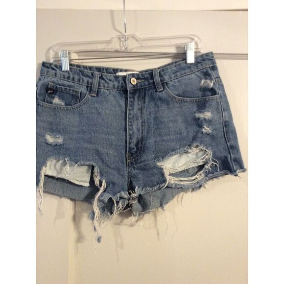 KanCan Distressed Destroyed Shorts Womens Size Large L High Rise - Picture 1 of 4